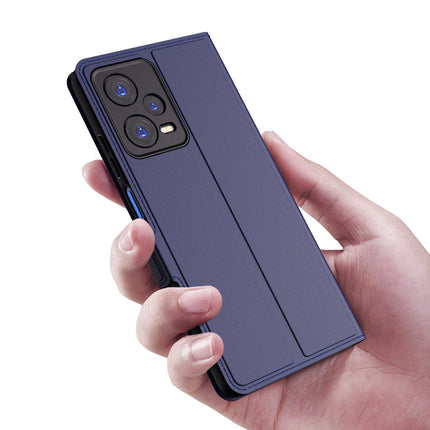 Kapa Noble Slim Magnetic Leather Flip Case Cover for Redmi Note 12 PRO | Card Holder Stand Leather Flip Wallet Case (Blue)
