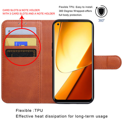 Kapa Prime Slim Magnetic Flip Cover for Realme 11 Pro | PU Leather Shockproof Folio Case with Card Holders RFID Blocking Kickstand (Brown)