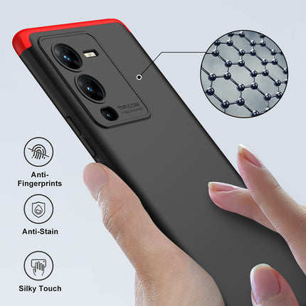 Kapa Double Dip Full 360 Protection Back Case Cover for Vivo V25 PRO (5G) (Red , Black)