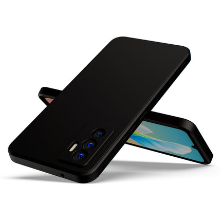 Matte Lens Protective Back Cover for Vivo V23E , Slim Silicone with Soft Lining Shockproof Flexible Full Body Bumper Case (Black)