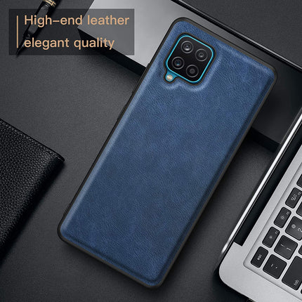 Tux Back Case for Samsung Galaxy A12 / F12 / M12 , Slim Leather Case with Soft Edge Shockproof Back Cover (Blue) - Mobizang