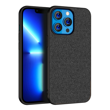 Kapa Soft Fabric Hybrid Protective Back Case Cover for Apple iPhone 14 Pro (Black) - Mobizang