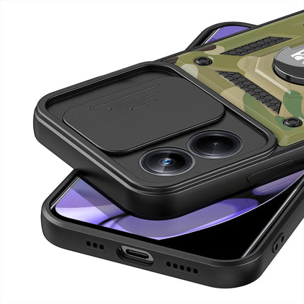 Kapa Tank Back Cover for Realme 10 pro | Inbuilt Ring + Slider Shockproof Lens Protection Case (Green)