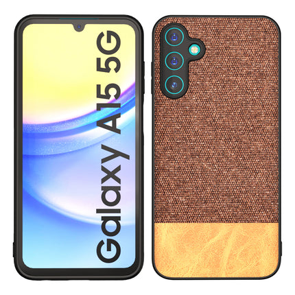 Kapa Soft Fabric & Leather Hybrid Protective Back Cover for Samsung Galaxy A15 | Shockproof Slim Hard Anti Slip Back Case (Brown)