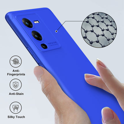 Kapa Double Dip Full 360 Protection Back Case Cover for Vivo V25 PRO (5G) (Blue)