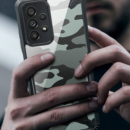 Kapa Bull Camouflage Back Cover for Samsung Galaxy A73 (5G), Shockproof Slim Hybrid Clear Case,Black