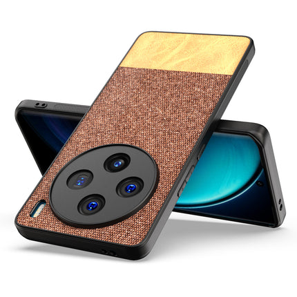 Kapa Soft Fabric & Leather Hybrid Protective Back Cover for Vivo X100 | Shockproof Slim Hard Anti Slip Back Case (Brown)