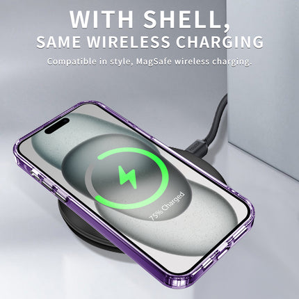 Kapa Warrior Acrylic Clear Back Cover For Apple iPhone 15 | Slim Shockproof [Military Grade Protection] Hybrid Bumper Case (Purple Sides)