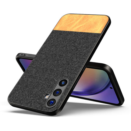 Kapa Soft Fabric & Leather Hybrid Protective Cover for Samsung Galaxy A54 (5G) | Shockproof Slim Hard Anti Slip Back Case (Black,Brown)