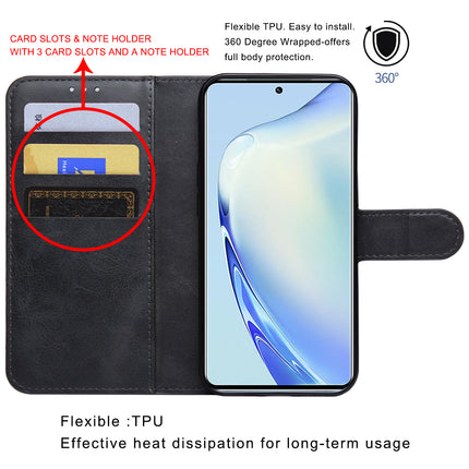 Kapa Prime Slim Magnetic Flip Cover for Vivo V27/ V27 PRO | PU Leather Shockproof Folio Case with Card Holders RFID Blocking Kickstand (Black)