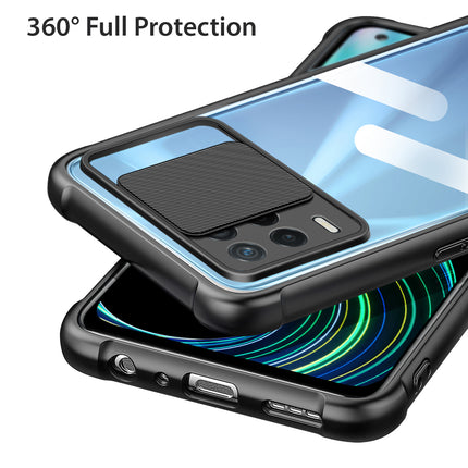 Slider Back Cover for Realme 8 Pro / Realme 8 (4G) , [Military Grade Protection] Shockproof Slim Clear Camera Shield Bumper Back Case (Black)