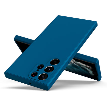 Matte Lens Protective Back Cover for Samsung Galaxy S22 ULTRA, Slim Silicone with Soft Lining Shockproof Flexible Full Body Bumper Case (Blue)