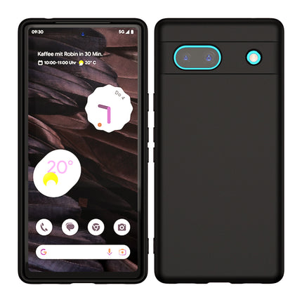 Kapa Matte Protective Lens Flexible Back Cover for Google Pixel 7A | Slim Silicone with Soft Lining Shockproof Full Body Bumper Case (Black)