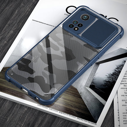 Camo Slider Back Cover for Mi 10T / Mi 10T PRO , [Military Grade Protection] Shockproof Slim Clear Camera Shield Bumper Back Case (Blue)