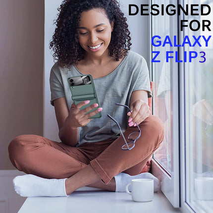 Kapa Ultra Thin Back Cover for Galaxy Z Flip3 / Z Flip 3 , Magnetic Hinge Protection and Inbuilt Glass Window Protection (Green)