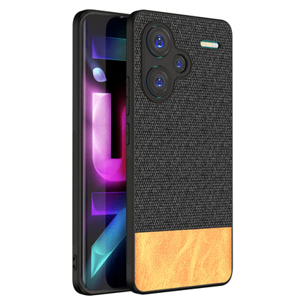 Kapa Soft Fabric & Leather Hybrid Protective Back Cover for Redmi Note 13 PRO PLUS | Shockproof Slim Hard Anti Slip Back Case (Black , Brown)