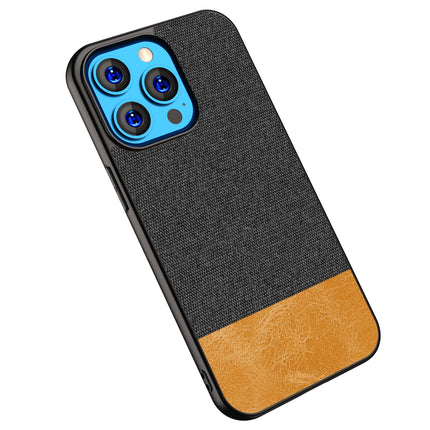 Kapa Soft Fabric & Leather Hybrid Protective Back Case Cover for Apple iPhone 14 Mini (Black,Brown) - Mobizang
