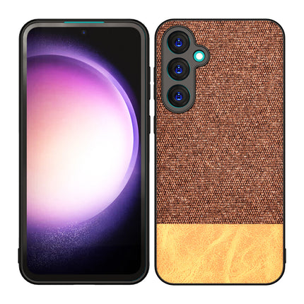 Kapa Soft Fabric & Leather Hybrid Protective Back Cover for Samsung Galaxy S23 FE | Shockproof Slim Hard Anti Slip Back Case (Brown)