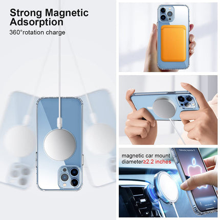 Mag Back Cover for iPhone 13 Pro Max (6.7 inch) , Clear Magnetic Case Compatible with Magsafe , Slim Shockproof  Hard Back Cover Soft Edges