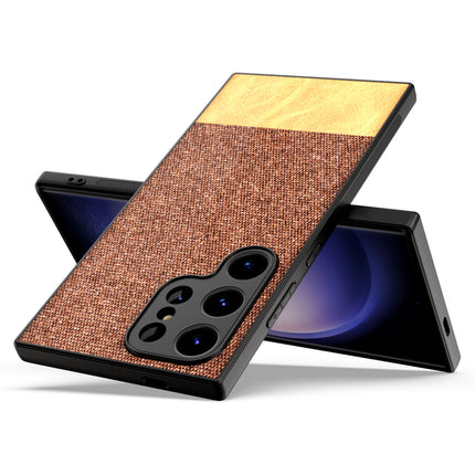 Kapa Soft Fabric & Leather Hybrid Protective Back Cover for Samsung Galaxy S24 ULTRA | Shockproof Slim Hard Anti Slip Back Case (Brown)
