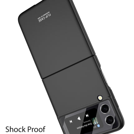 Ultra Thin Back Case for Samsung Galaxy Z Flip 3 , Inbuilt Glass Window Back Cover , Black - Mobizang