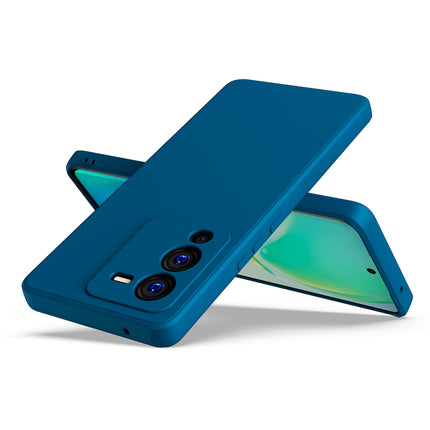Kapa Matte Lens Protective Shockproof Flexible Back Cover for Vivo V25 PRO (5G) , Slim Silicone with Soft Lining Shockproof Flexible Full Body Bumper Case (Blue)