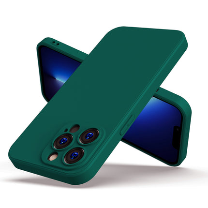 Matte Lens Protective Back Cover for Apple iPhone 13 Pro Max (6.7) , Slim Silicone with Soft Lining Shockproof Flexible Full Body Bumper Case (Green)