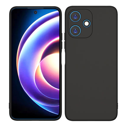 Kapa Matte Protective Lens Flexible Back Cover for Redmi 12 (5G) / Poco M6 Pro (5G) | Slim Silicone with Soft Lining Shockproof Full Body Bumper Case (Black)