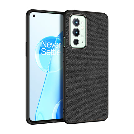 Soft Fabric Hybrid for OnePlus 9RT Back Cover, Shockproof Protection Slim Hard Back Case (Black)