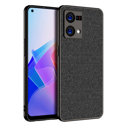 Soft Fabric Hybrid Protective Back Case Cover for Oppo F21 PRO (4G) (Black)