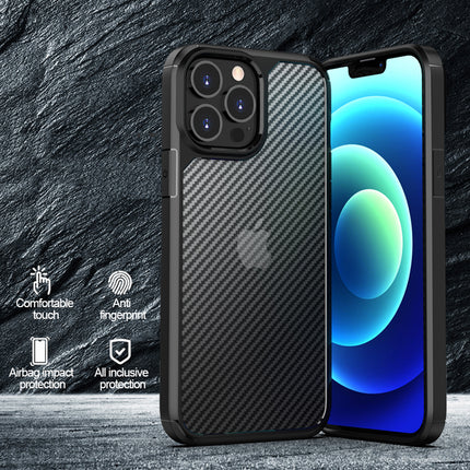 Carbon Armor Back Case Cover for Apple iPhone 13 PRO MAX (6.7 inch) , [Military Grade Protection] Shock Proof Slim Hybrid Bumper Case (Black) - Mobizang