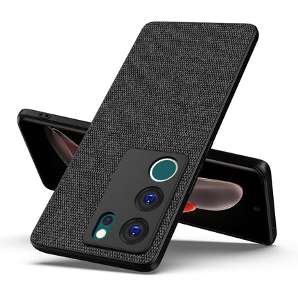 Kapa Soft Full Fabric Protective Back Case Cover for Vivo V29 (5G) / Vivo V29 Pro (5G) | Shockproof Slim Hard Anti Slip Back Case (Black)