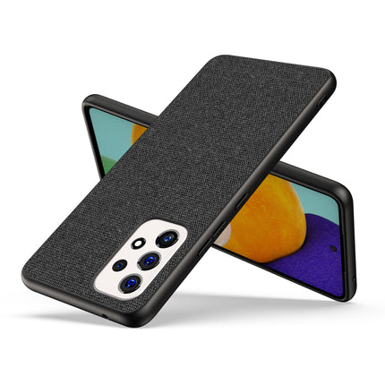 Soft Fabric Hybrid for Samsung Galaxy A53 (5G) Back Cover, Shockproof Protection Slim Hard Back Case (Black)