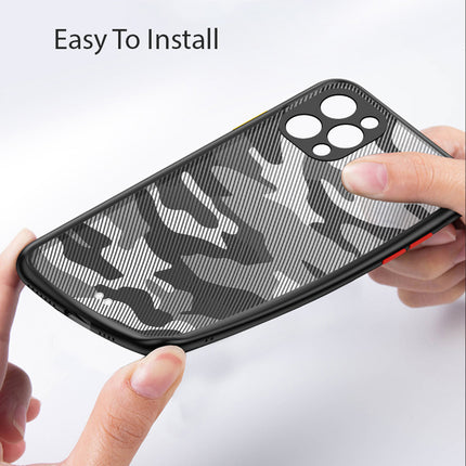 Camouflage Paper Thin Back Cover For Apple iPhone 12 Pro Max (6.7) , Super Slim Matte Translucent Full Protection Back Case (Black) - Mobizang