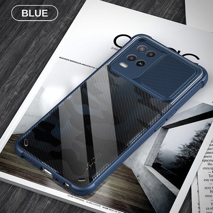 Camo Slider Back Cover for Oppo A54 , [Military Grade Protection] Shockproof Slim Clear Camera Shield Bumper Back Case (Blue)