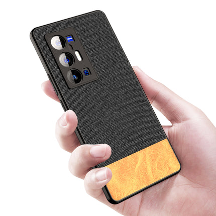 Soft Fabric & Leather Hybrid Protective Case Cover for Vivo X70 PRO PLUS (Black,Brown)