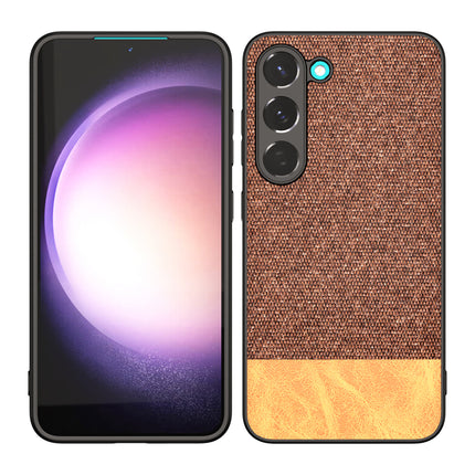 Kapa Soft Fabric & Leather Hybrid for Samsung Galaxy S23 Plus Back Cover | Shockproof Hybrid Slim Hard Anti Slip Back Case (Brown)