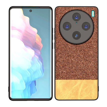 Kapa Soft Fabric & Leather Hybrid Protective Back Cover for Vivo X100 Pro | Shockproof Slim Hard Anti Slip Back Case (Brown)