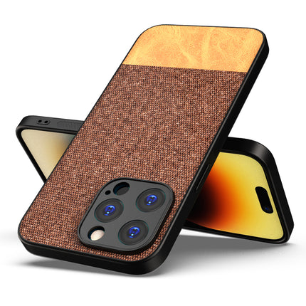 Kapa Soft Fabric & Leather Hybrid Protective Back Cover for Apple iPhone 15 Pro | Shockproof Slim Hard Anti Slip Back Case (Brown)