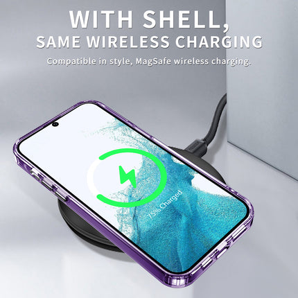 Kapa Warrior Acrylic Clear Back Cover For Samsung Galaxy S23 Plus | Slim Shockproof [Military Grade Protection] Hybrid Bumper Case (Purple Sides)