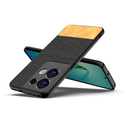 Kapa Soft Fabric & Leather Hybrid Protective Back Case Cover for Oppo Reno 8 PRO (5G) (Black,Brown)