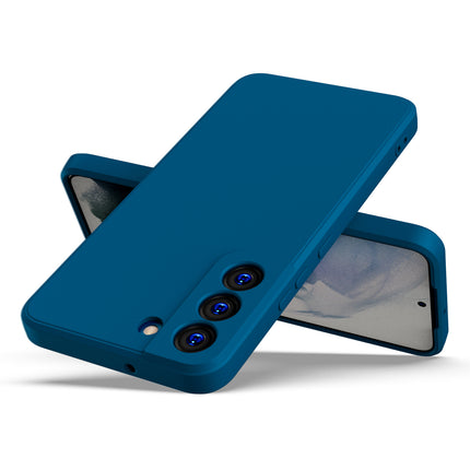 Matte Lens Protective Back Cover for Samsung Galaxy S22, Slim Silicone with Soft Lining Shockproof Flexible Full Body Bumper Case (Blue) - Mobizang