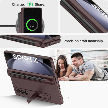 Kapa Magnetic Hinge Case for Samsung Galaxy Z Fold 5 | Inbuilt S-Pen Holder Stand Hybrid Back Cover (Wine Red)