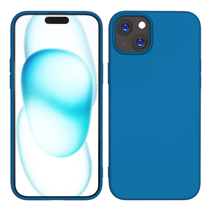 Kapa Matte Protective Lens Flexible Back Cover for Apple iPhone 15 Plus | Slim Silicone with Soft Lining Shockproof Full Body Bumper Case (Blue)