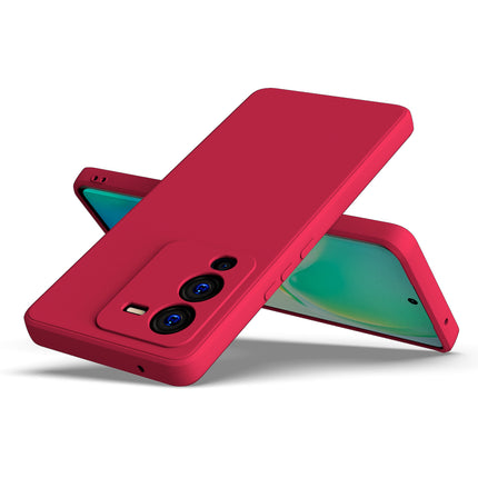 Kapa Matte Lens Protective Shockproof Flexible Back Cover for Vivo V25 PRO (5G) , Slim Silicone with Soft Lining Shockproof Flexible Full Body Bumper Case (Red)