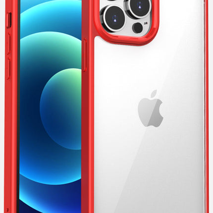 Hawkeye Clear Back Cover for Apple iPhone 13 PRO MAX (6.7 inch) , Camera Lens Protector Shockproof Slim Clear Case Cover (Red)
