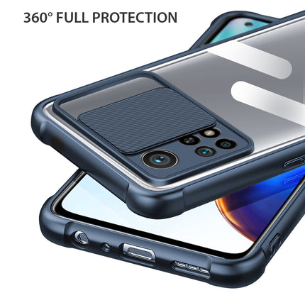 Slider Back Cover for Mi 10T / Mi 10T PRO , [Military Grade Protection] Shockproof Slim Clear Camera Shield Bumper Back Case (Blue)