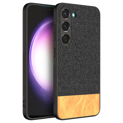 Kapa Soft Fabric & Leather Hybrid for Samsung Galaxy S23 Plus Back Cover | Shockproof Hybrid Slim Hard Anti Slip Back Case (Black , Brown)