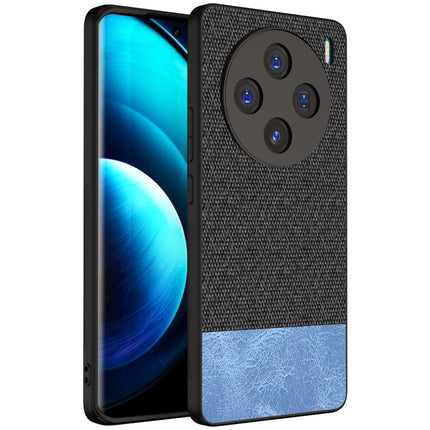 Kapa Soft Fabric & Leather Hybrid Protective Back Cover for Vivo X100 | Shockproof Slim Hard Anti Slip Back Case (Black , Blue)