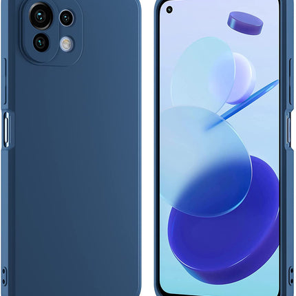 Matte Lens Protective Back Cover for Xiaomi Mi 11 Lite , Slim Silicone with Soft Lining Shockproof Flexible Full Body Bumper Case , Blue